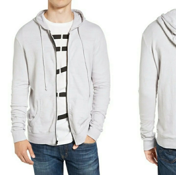 Vestige Mens Hoodie XXL Light Grey Slubbed Cotton Zip Hoodie